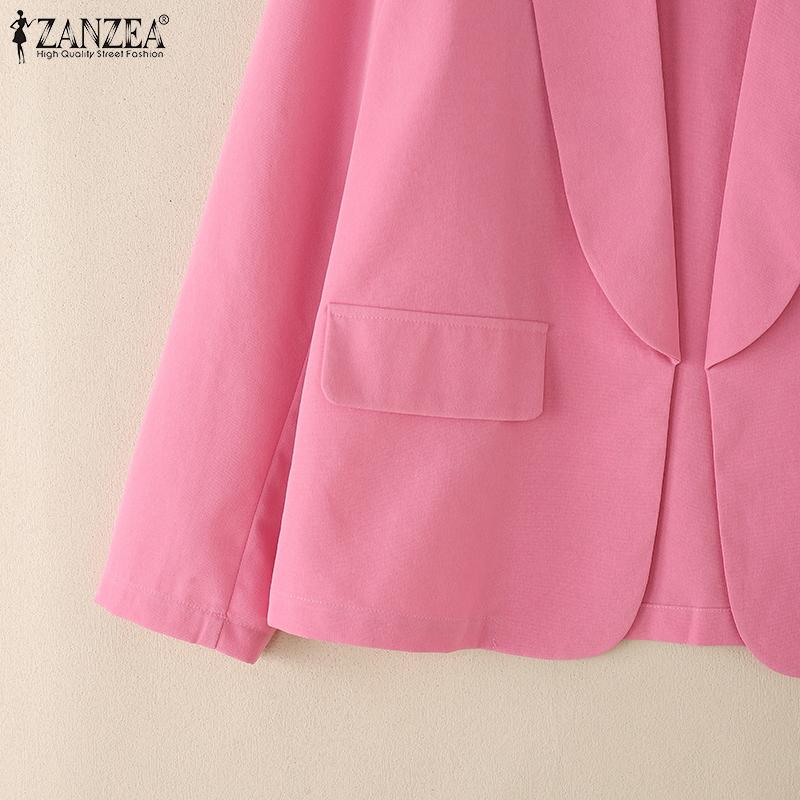 ZANZEA Women Turn Down Collar Loose Casual Long Sleeve Cardigan Blouse
