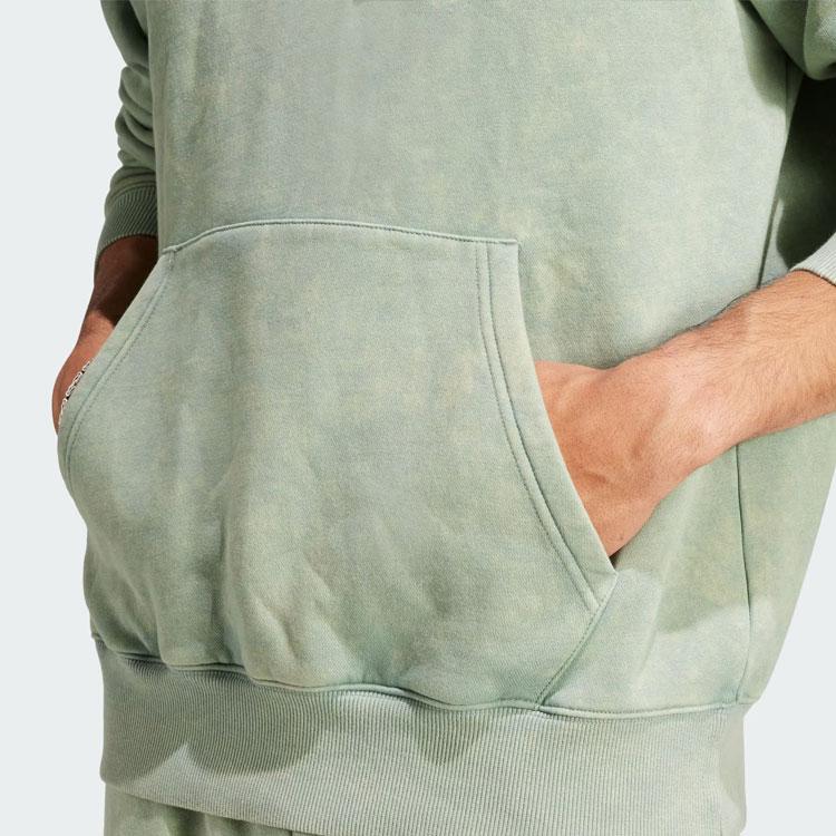 Adidas All Season Garment-Wash Hoodie Men Hoodies Silver Gray Green IK4279