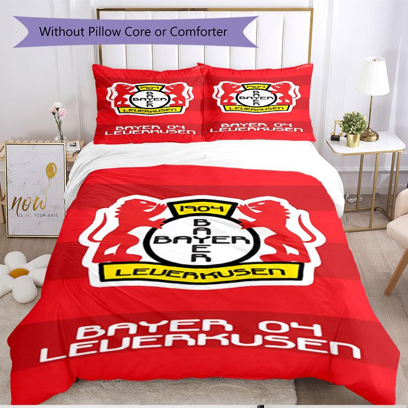 3-teiliges Bettbezug-Set (1 * Bettbezug + 2 * Kissenbezug, ohne Kern), Bayer 04 Leverkusen Druck Weiches Ganzjahres-Bettwäscheset, Heimschlafzimmer Dekor Geschenk