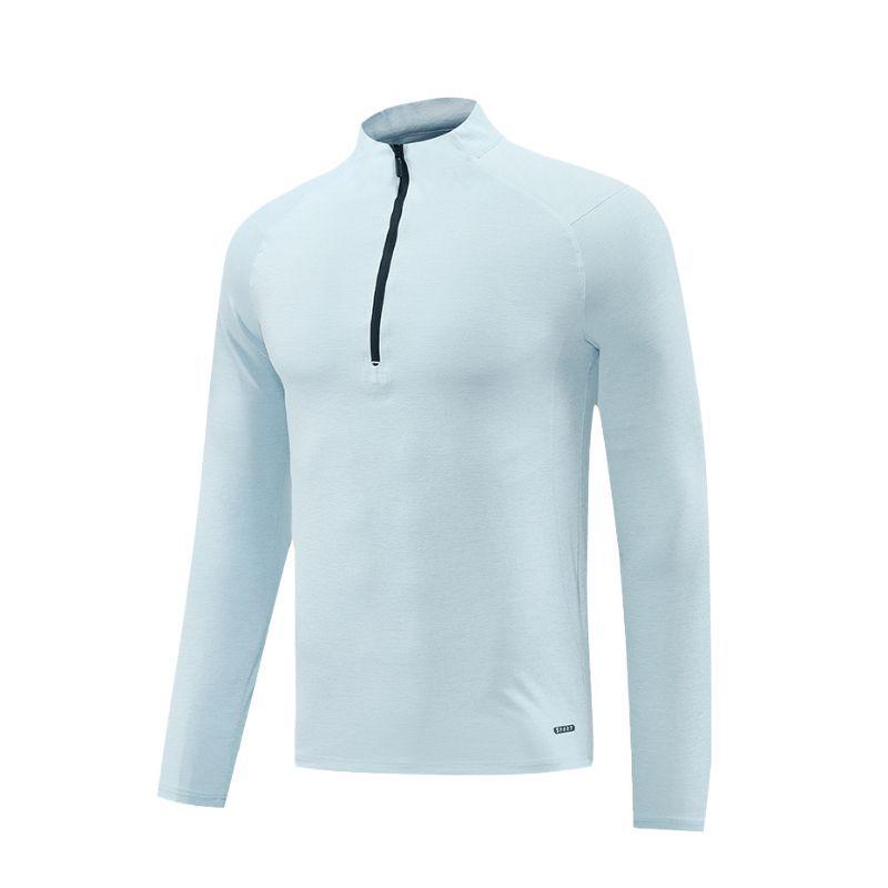 Men's Quick-Dry Long Sleeve Sun Protection T-Shirt with Half Zip for Sports & Fitness