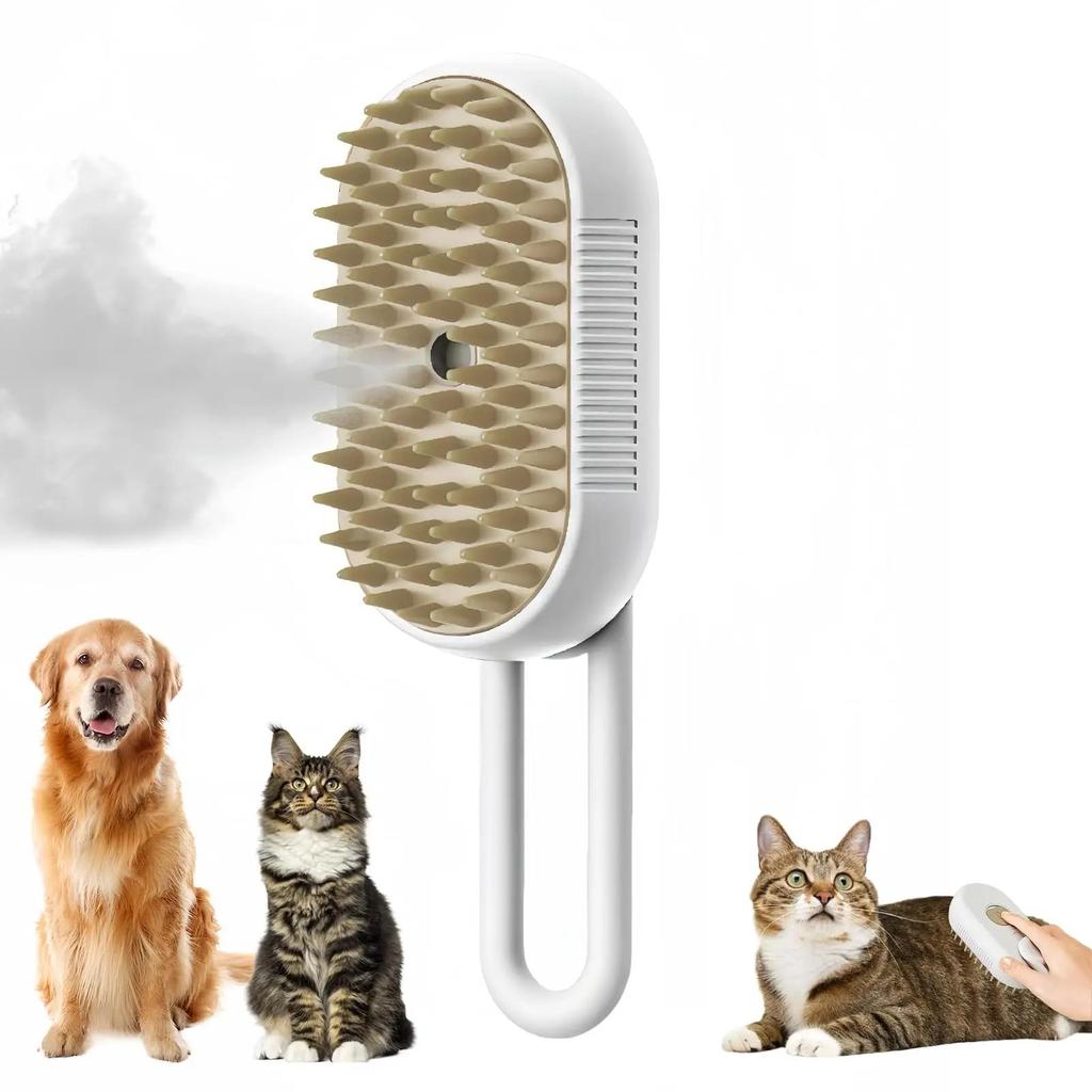 Cat Dog Pet Spray Massage Brush 3 In 1 One Button Steam Spray Folding Rotatable Floating Hair Bath Hair Removal Brush Comb
