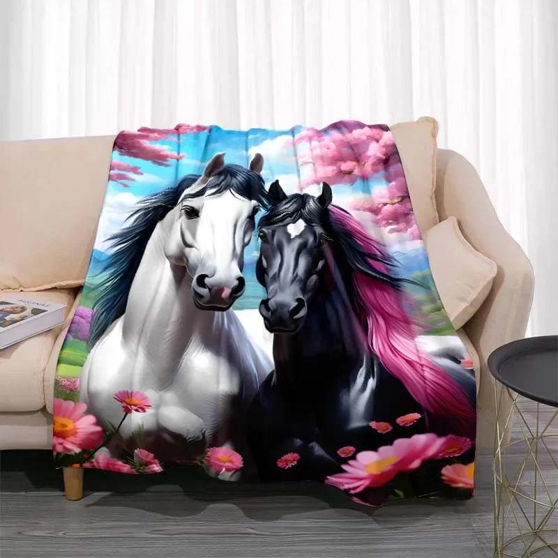 3D Tier Pferdemuster Heimdecke Einhornmuster Schlafzimmer Wohnzimmer Dekoration Picknickdecken für Kinderzimmer Bett Geschenk