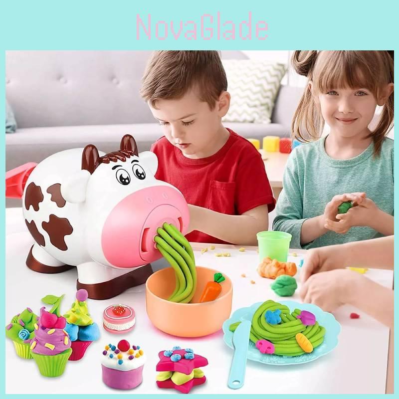 Neues Bastelset Bunte Knete Niedliche Kuh Nudelmaschine Kinderspielzeug für kreativen Spaß