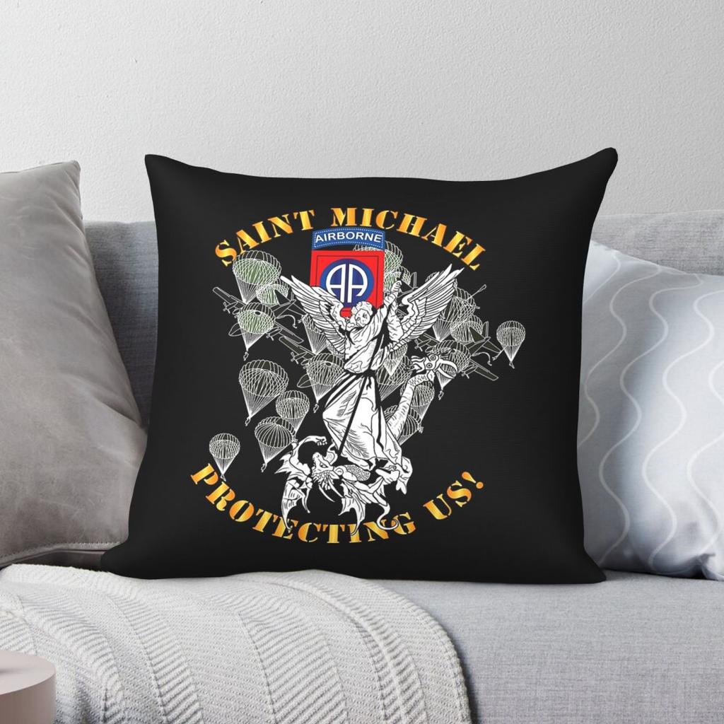 Army nd Airborne Division Square Pillowcase Polyester Linen Velvet Pattern Zip Decor Car Cushion Cover
