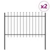 Garden Fence Panel 2 Pcs Gray 3.4 X 0.8 M Powder Coated Steel