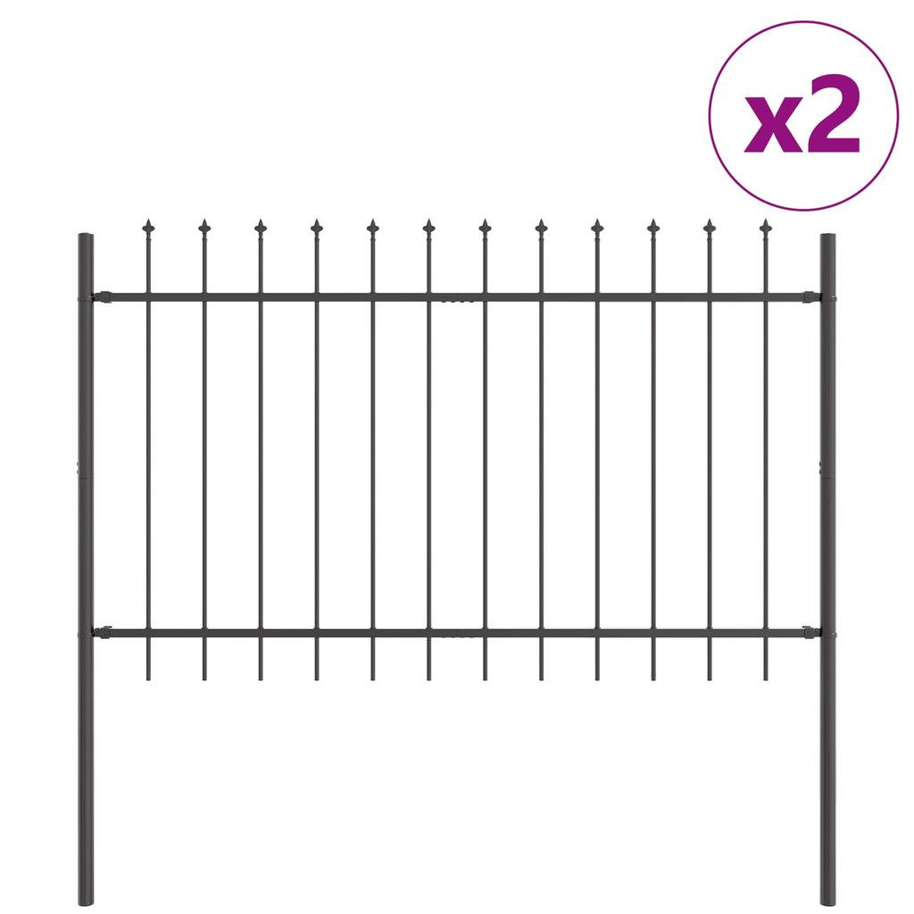 Garden Fence Panel 2 Pcs Gray 3.4 X 0.8 M Powder Coated Steel