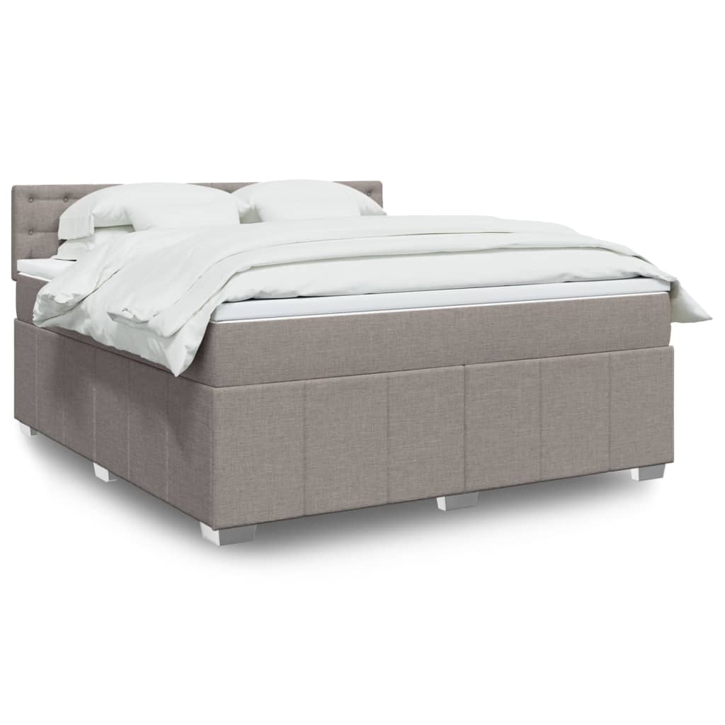 Box Spring Bed with Mattress Taupe 180x200 Cm Fabric