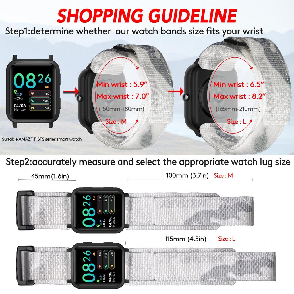 Hemsut Watch Band Amazfit GTS 20mm Replacement Strap For Amazfit GTR 4 2 Bip 3 U S U Camouflage Design Smartwatch Band Mini/GTS 4/GTS mini/GTS