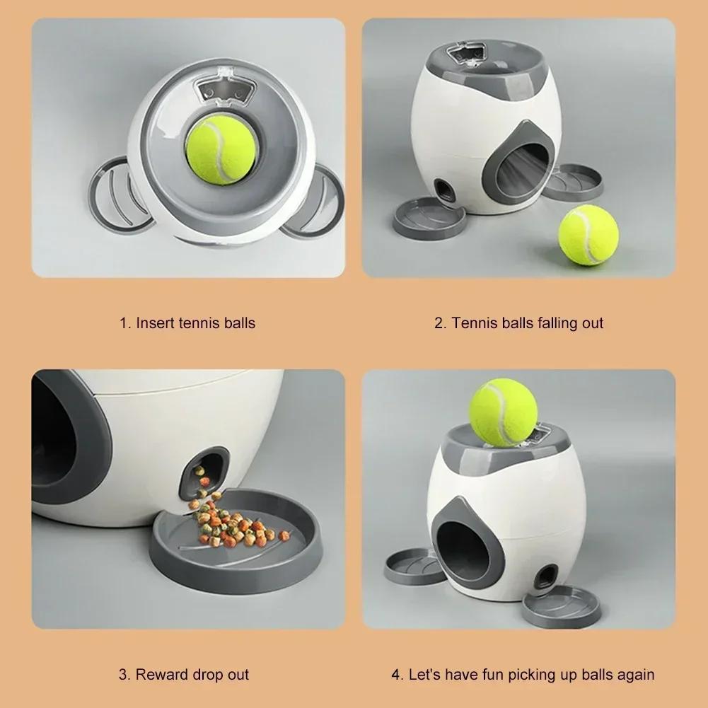 Smart Interactive Dog Training Machine with Snack Reward System, Fun Playtime Tennis Ball Feeder Toy for Dogs & Cats