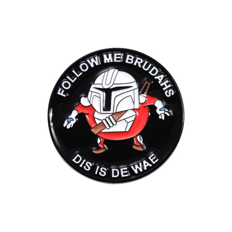 Adorable Cartoon Character Metal Badge Nostalgic Classic Game Geometric Round Brooch