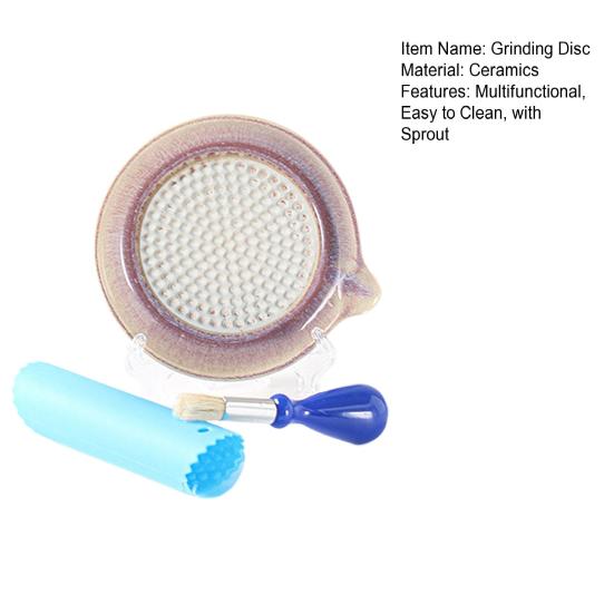 4Pcs Ceramic Grinding Disc/Peeling Tube/Brush/Display Stand Set Sharp Ridged Grater Plates for Ginger Garlic Chocolate Parmesan Cheese Onions Fruits