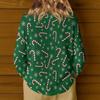 Women's Casual V-Neck Long Sleeve Knitted Christmas Print Pullover