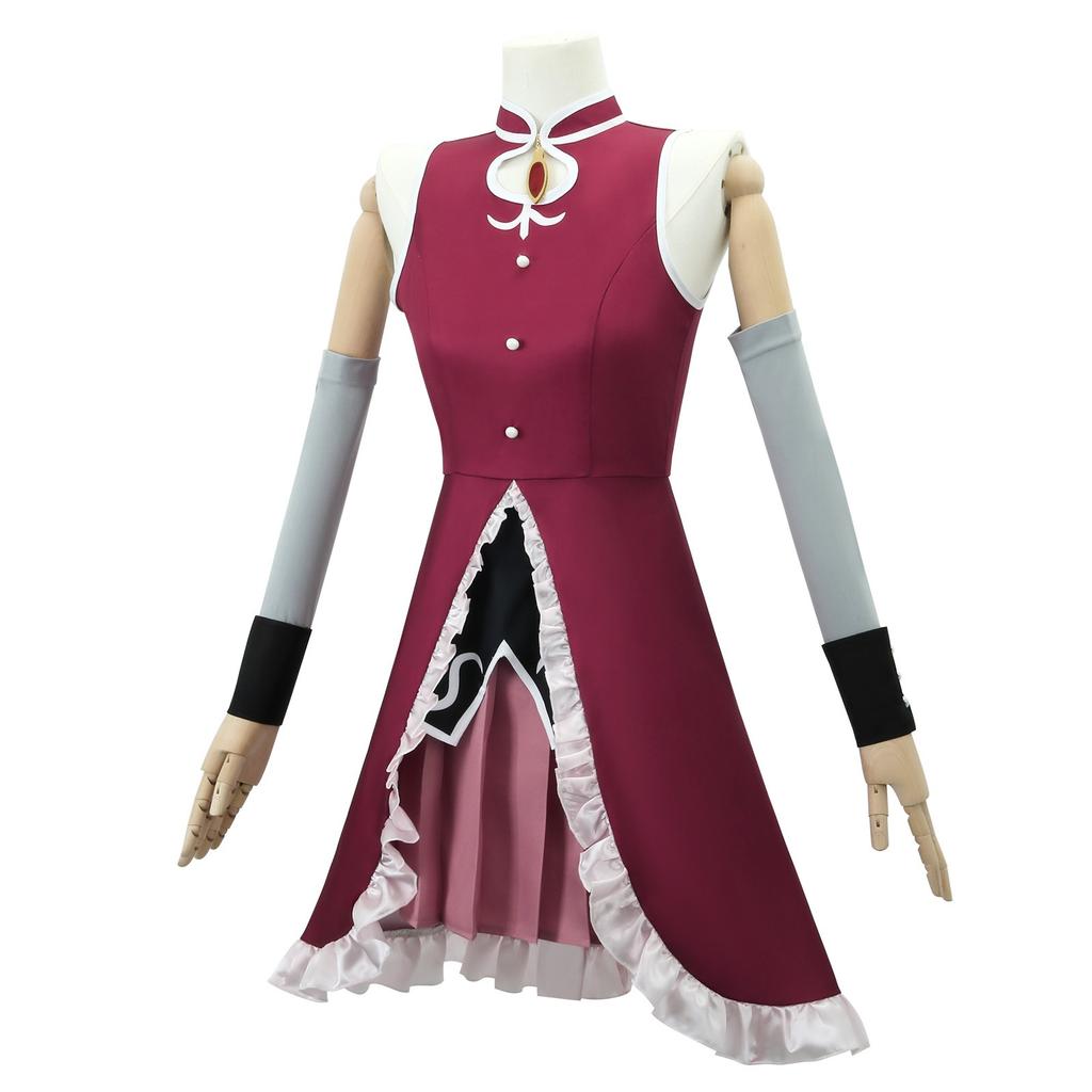Puella Magi Madoka Magica Sakura Kyoko Cosplay Kostüm Outfit Uniform Komplettes Set Damen Rotes Kleid Kostüm