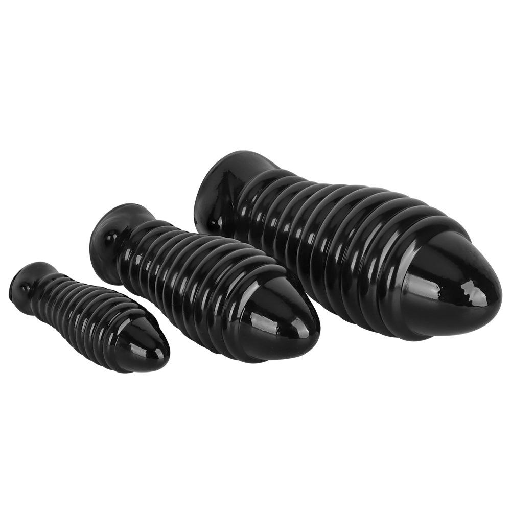Extra Large Threaded Butt Plug Anal Black PVC Dildo Masturbator Big Dick Sex Toys Fisting Gay BDSM 18+