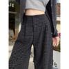 Black plaid wide-leg pants women's new autumn straight casual pants loose lazy wind loose pants
