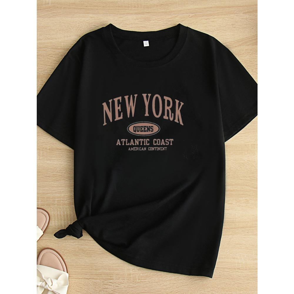 Women s plus Size T-Shirt round Neck Short Sleeve Printed  Comfortable Casual Top for Ladies M