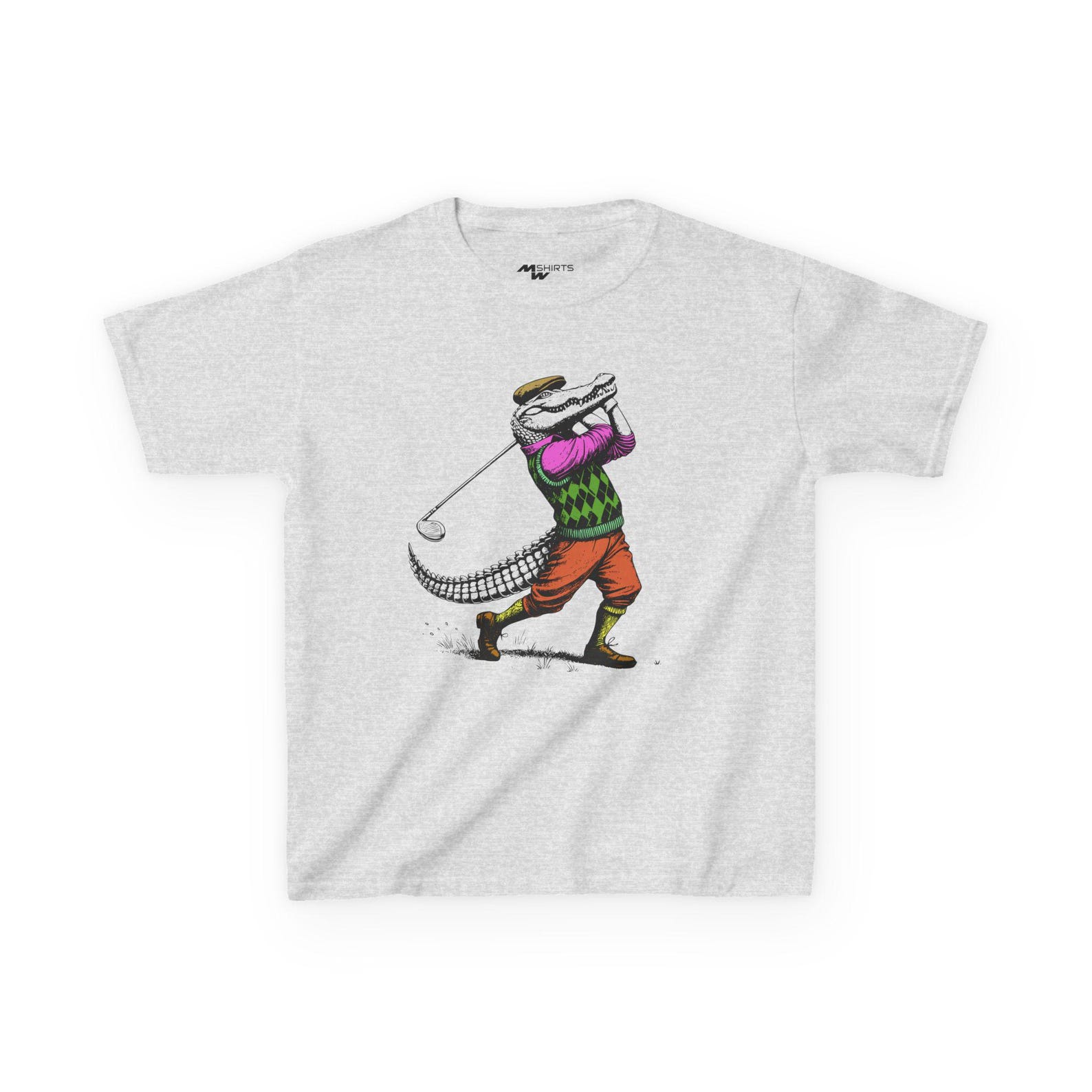 Kids Golf T-Shirt: Crocodile Golfer Tee, Playful Cotton Top L