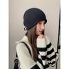 Duoduo Hat with Big Head Circumference Versatile Casual Cold Hat Warm Hat Couple Ear Protection Knit Hat Showing Small Face