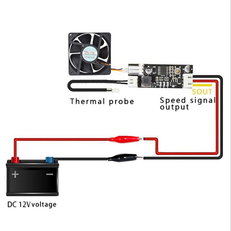 0.8A 12V Pwm 3 Wire Fan Temperature Speed Controller Governor For Pc Fan