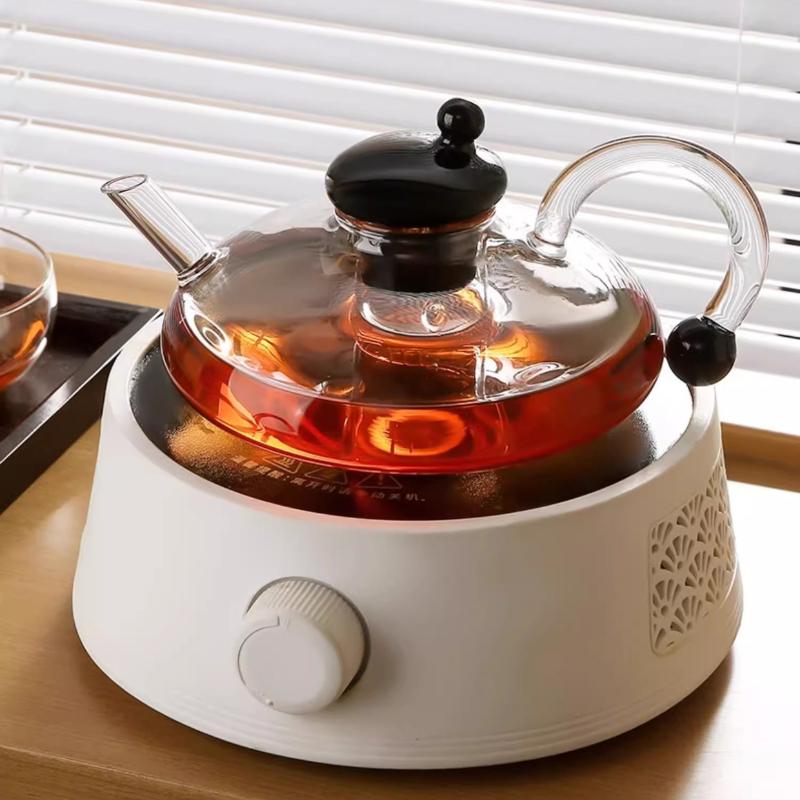 Nordisk Stil Rottehale Glass Tekanne Sett, Varmebestandig Gjennomsiktig Glass Tekanne med Filter Te Brygging, Tesett, Tekopp med Håndtak