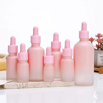 Damlalıklı Gradien Pembe Uçucu Yağ Şişesi - 5-100ml Taşınabilir Losyon, Sprey, Serum Dağıtıcı Şişe.