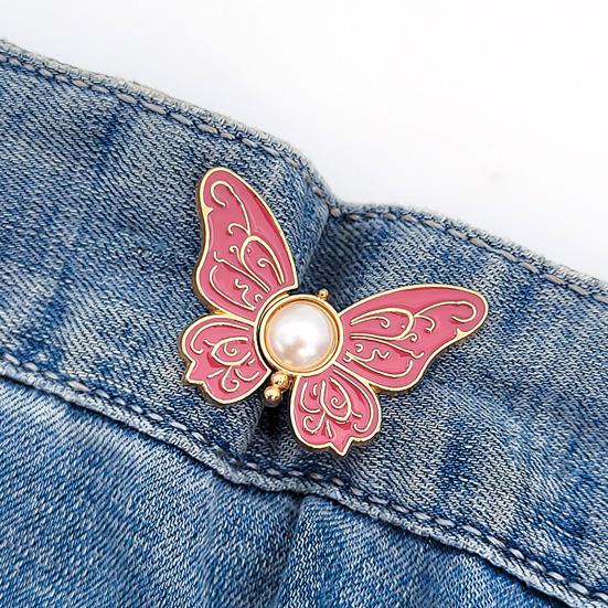 Pants Waist Tighteners No-Sewing Butterfly Flower Buttons Pins Adjustable Waist Buckle Extender Pants Waist Clip for Loose Jeans Skirts