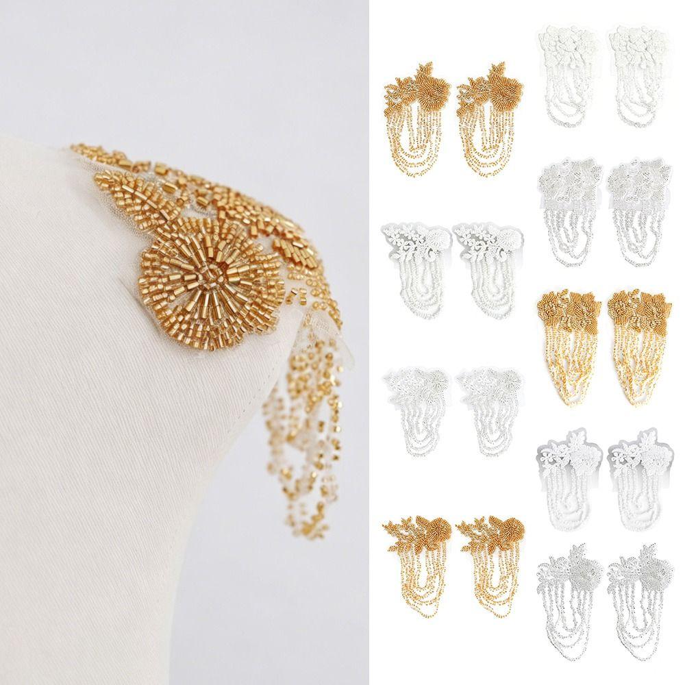 Pearl Embroidery Shoulder Ornaments Diamond Binding Beads Handmade Embroidery Patch Three-Dimensional Bead Sequince Beaded