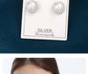 S925 Sterling Silver Pearl Flower Stud Earrings: Japanese Korean Style with Rhinestones for a Sophisticated, High-End Look