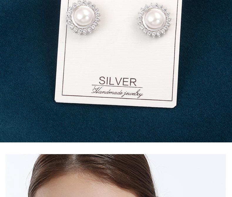 S925 Sterling Silver Pearl Flower Stud Earrings: Japanese Korean Style with Rhinestones for a Sophisticated, High-End Look