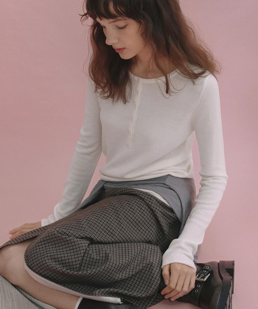 ANDNEEDS Glen Wool Long Knit (Ivory)