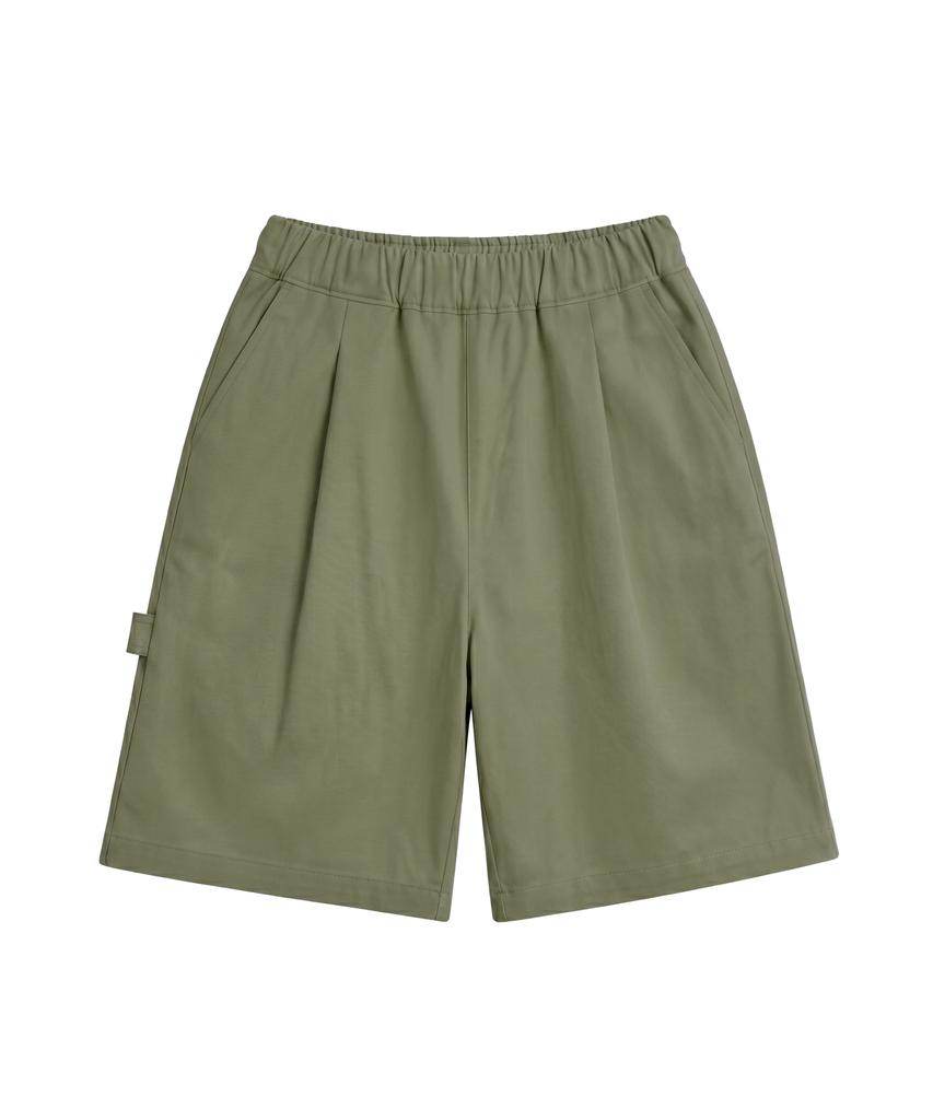 Noming Chino Single-Pleat Strap Wide Bermuda Shorts - Khaki