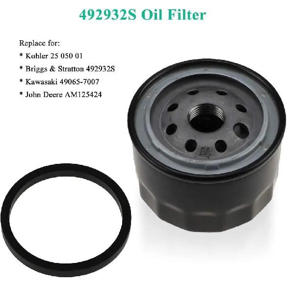 Air Filter Oil Filter Kit for Briggs Stratton Intek V-Twin 18-26 HP Engine, Replaces 499486S AM125424 for John Deere L120 L111