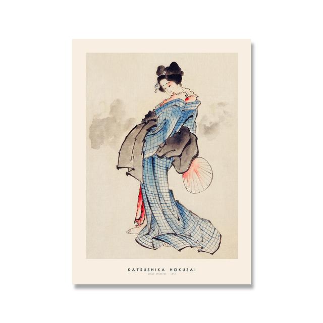 Vintage Japonská mladá žena Výtisky plakátů Retro Krajina Umění Nástěnná malba Obrazy do obývacího pokoje Orientální domácí dekorace