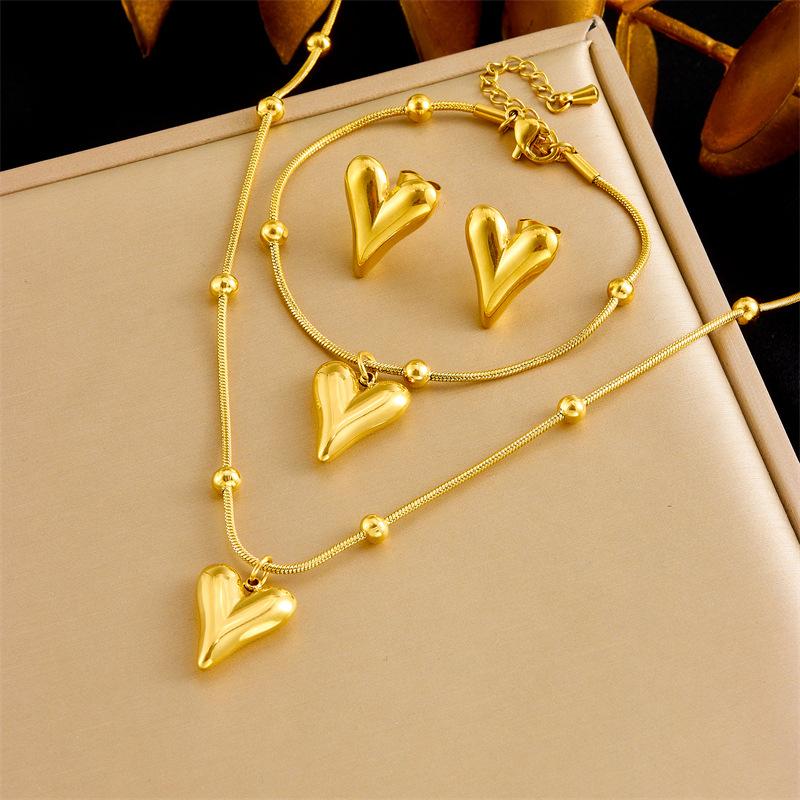 Simple Delicate Gold Love Pearl Flower Butterfly Accessories Chain Jewelry Set