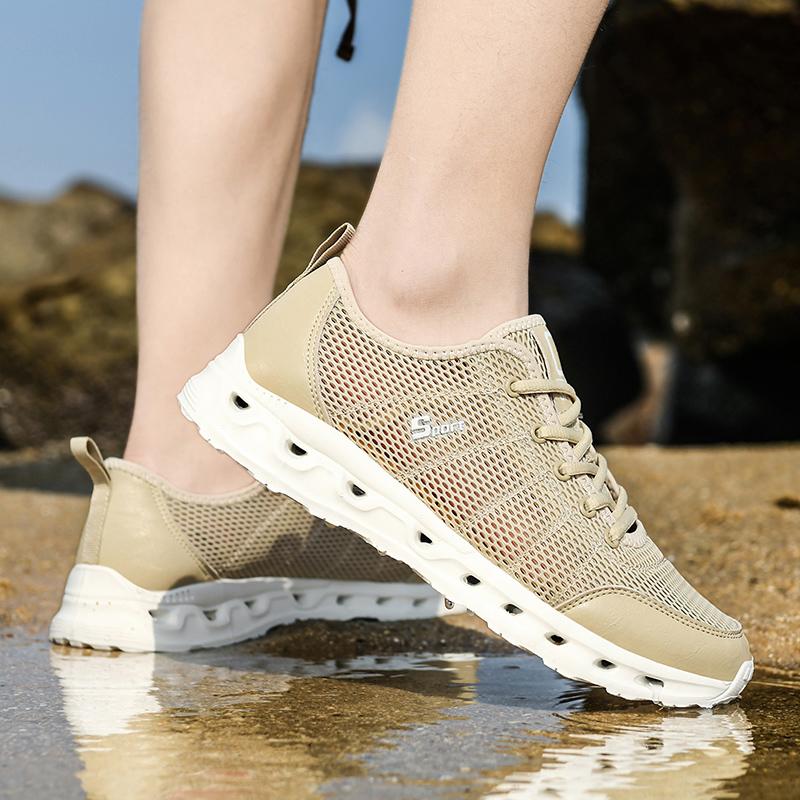 Bequeme Herren-Gehschuhe Gedämpfte Fußgewölbeunterstützung Turnschuhe Atmungsaktives Mesh Freizeitkleidung Schwarz Grau
