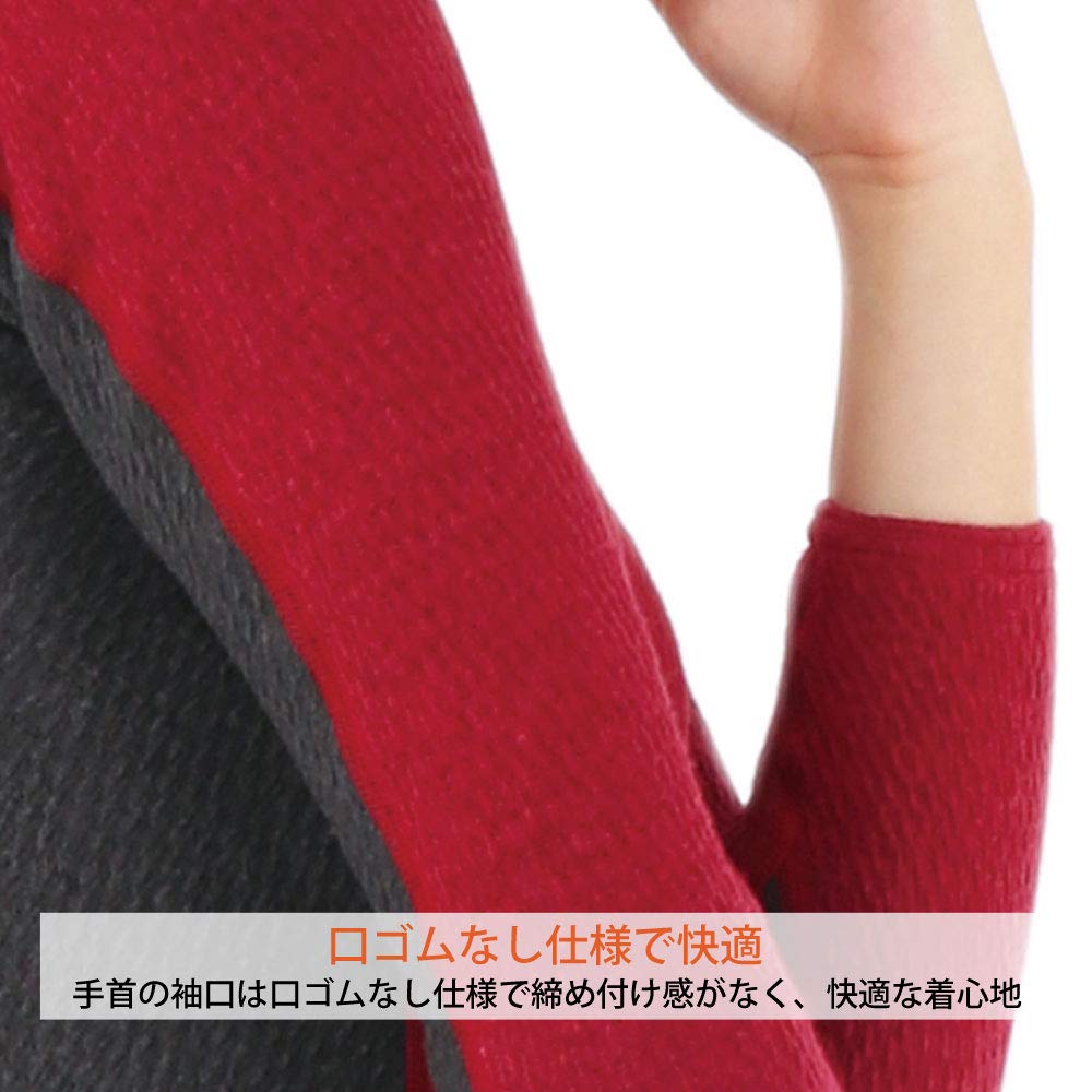 Hidamari McKinley Long Sleeve Warm Size Black Women's Innerwear, Underwear, Triple-Layer Construction, L, [MCN822-BK]
