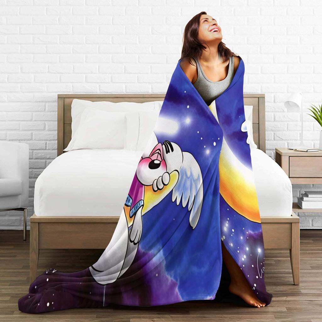 Kawaii Diddl Flannel Blanket Warm Soft Throw Blanket for Home Decor Travel Office Aesthetic Bedspread Sofa Bed Cover