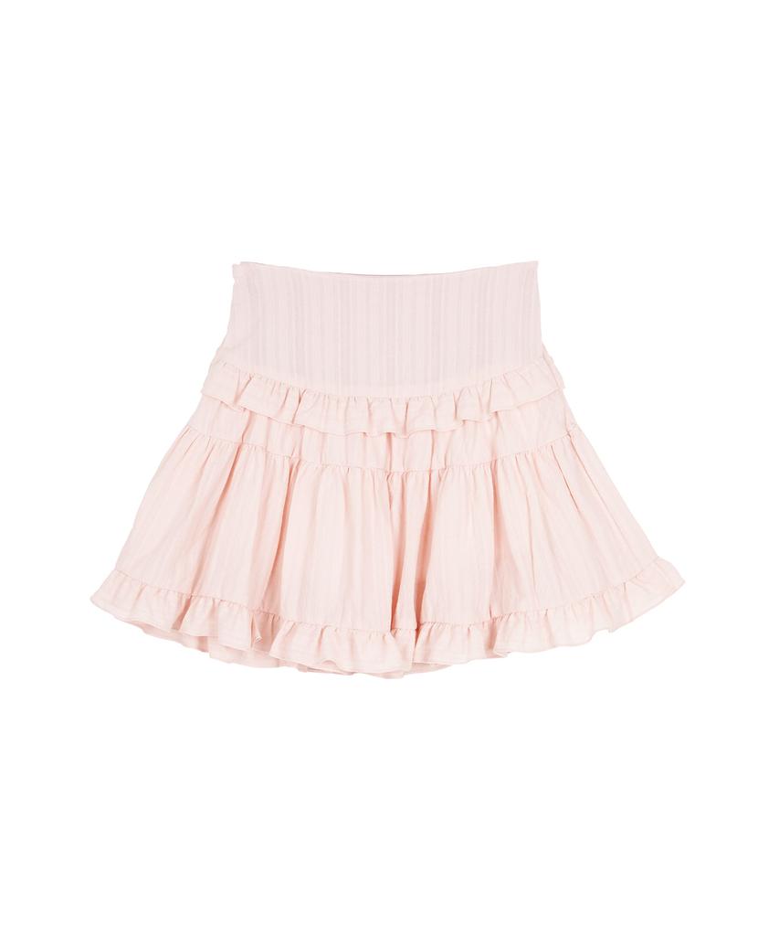 High School Disco Logo Shirred Tiered Skirt Pink