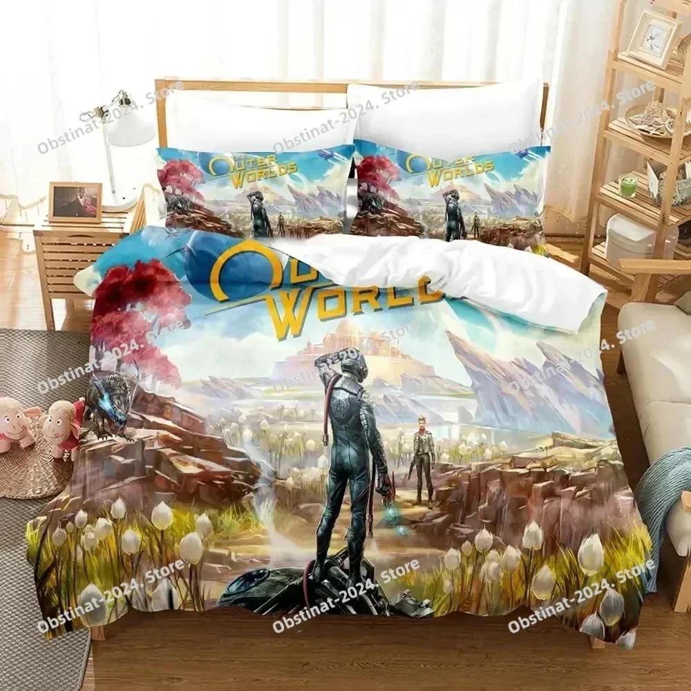 3D Game Outer Worlds Bedding Set Printed Single Comforter Quilt Bed Cover Duvet Cover Pillow Case 3 Pieces Sets Kids Adult Size
