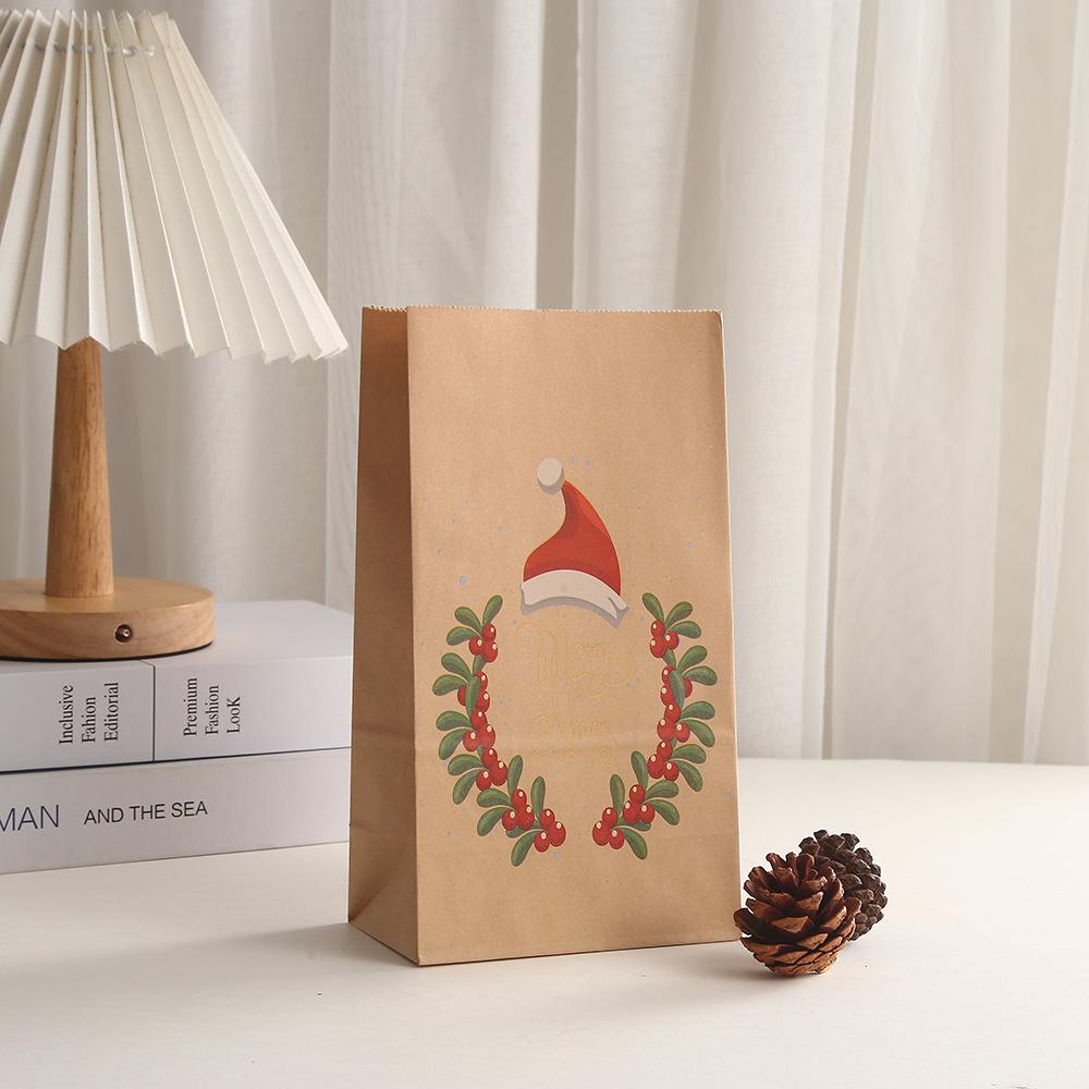 24*13*8cm Christmas Kraft Paper Bag Natural Kraft Gift Bag Christmas Eve Gift Packaging Bag Gift Bag