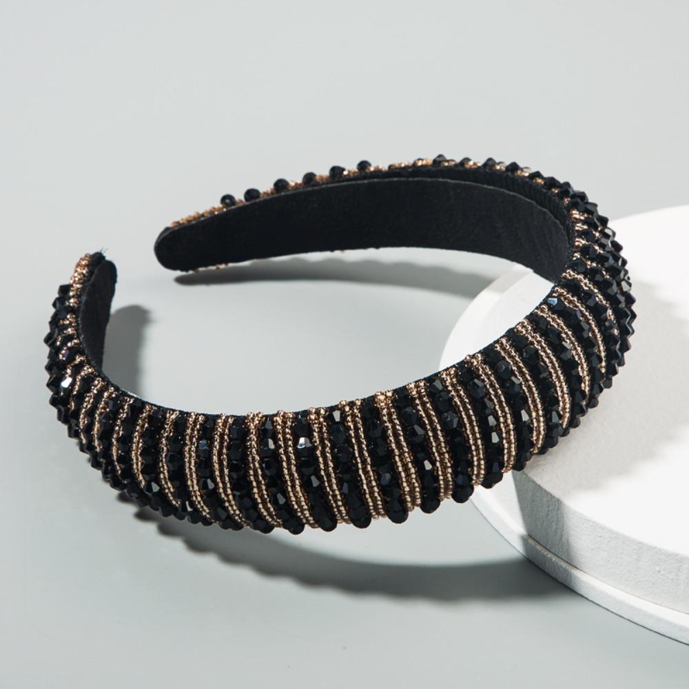 

Elegant Sponge Hairband Beads Rhinestone Hair Hoop Fashion Vintage Hair Accessories Party Style 6