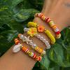 Ingemark Boho Polymer Clay Chain Bracelets Set for Women Starfish Conch Flower Imitation Pearl Elastic Bangles Aesthetic Jewery