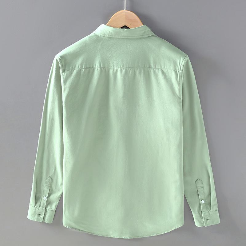 Spring and Summer Green Long Sleeve Shirts for Men Japanese Fashion Cargo Shirt 100 Cotton Casual Tops Double Pockets Thin Men Jackets