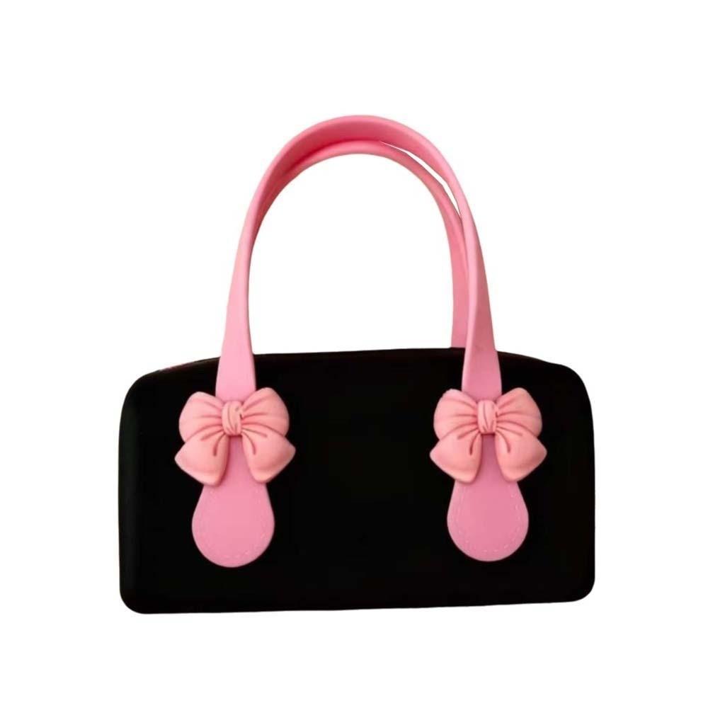 Durable Silicone Handbag Washable Toiletry Organizer Tote Underarm Purse Bow Mini Tote  Sweet Girls