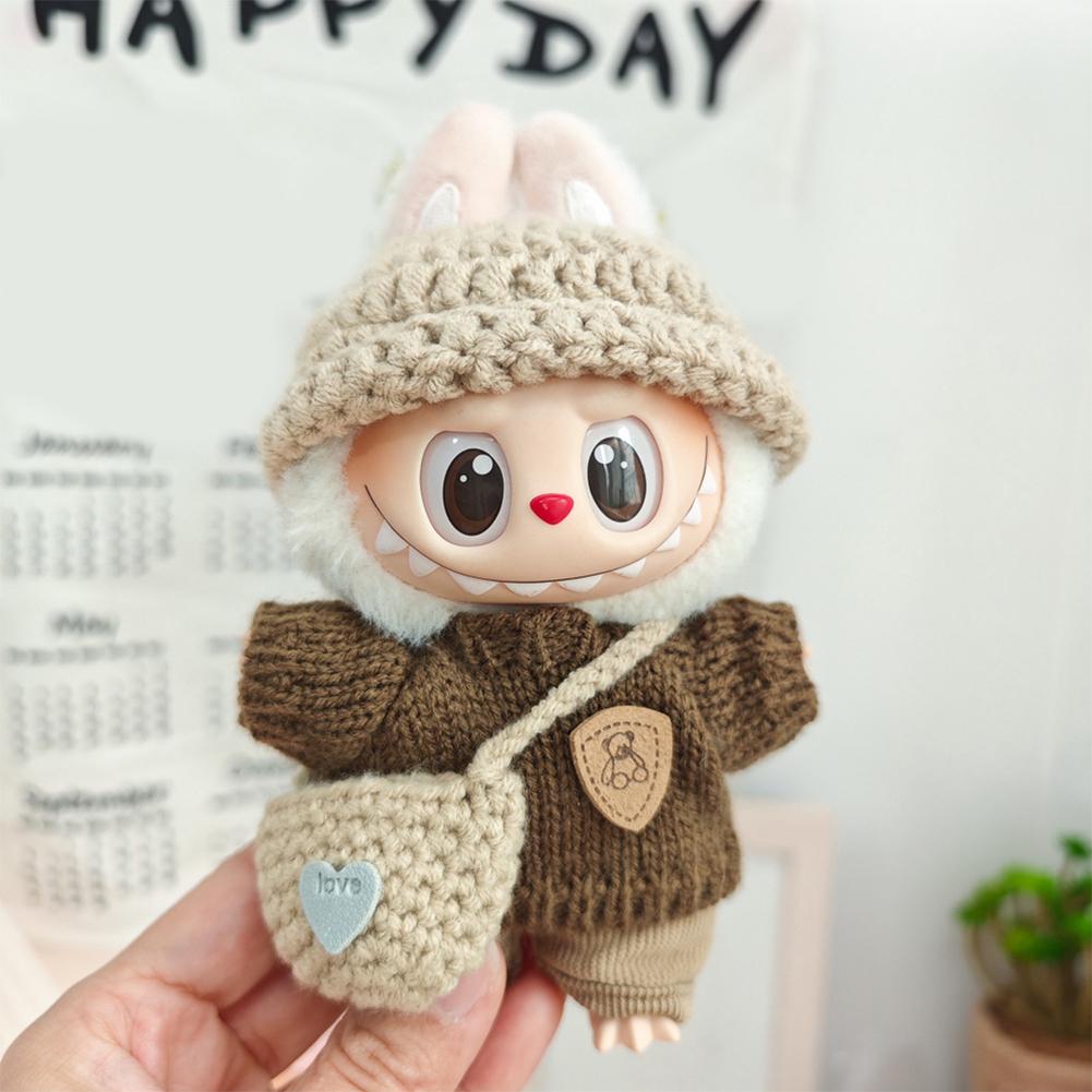 For 17cm Labubu Dukkeklær Moteklær Hettegensere Dukkeklær Fargematch Hettegensere Dukker Tilbehør Søt dekorasjon Små kluter