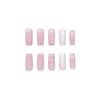 24 Pieces Of Manicure Peach Powder Love White Glossy Valentine'S Day Super Long Square Wearing Nail