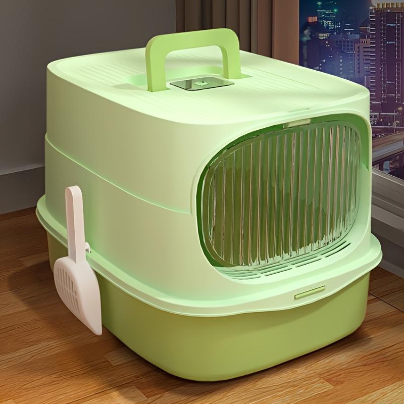 

Кошачий лоток полностью полузакрытый туалет с низким входом, брызгозащищенный, портативный лоток с крышкой, кошачий лоток закрытый, кошачий туалет зелёный