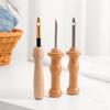 Wooden Handle Russian Punch Needle Tool with Gold-Plated Head for Chunky Yarn Embroidery