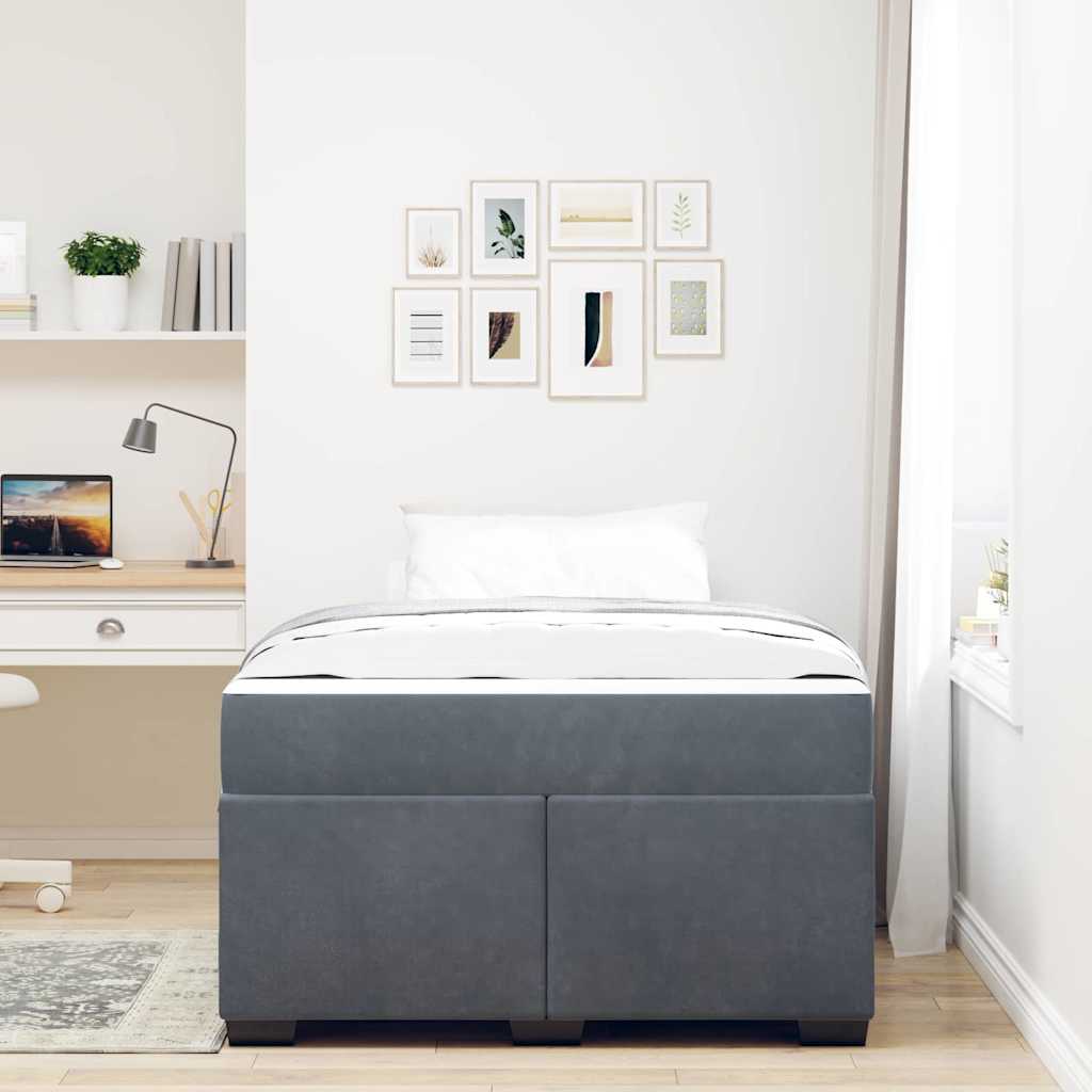 Bed Frame with Mattress Dark Gray 120 X 190 Cm Fabric