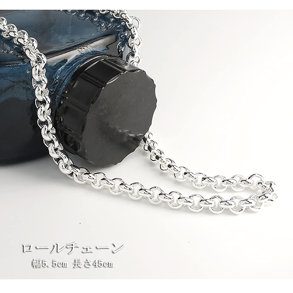 Gin No Silver 925 Roll Chain Necklace for Men and Chain Only [Shinjuku Kura] Chain, Approx. 5.5mm Wide, 45-60cm (50cm) Long, Women, Simple,